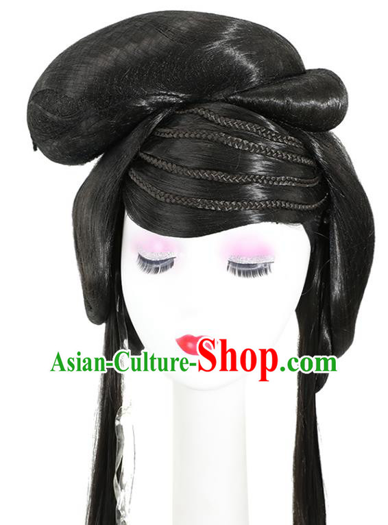 China Ancient Goddess Wigs Jin Dynasty Palace Princess Chignon Hairpieces Traditional Hair Accessories China Ancient Goddess Wigs Jin Dynasty Palace Princess Chignon Hairpieces Traditional Hair Accessories