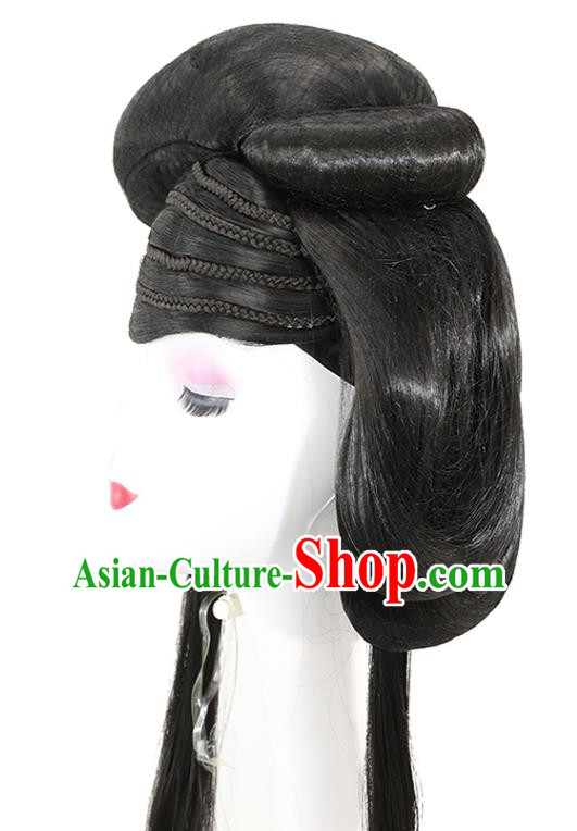 China Ancient Goddess Wigs Jin Dynasty Palace Princess Chignon Hairpieces Traditional Hair Accessories China Ancient Goddess Wigs Jin Dynasty Palace Princess Chignon Hairpieces Traditional Hair Accessories