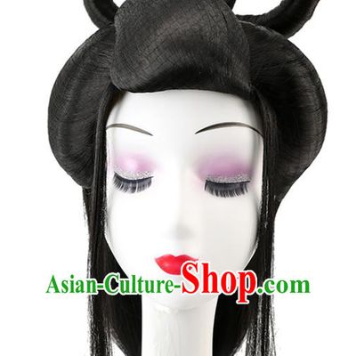 China Jin Dynasty Court Beauty Chignon Hairpieces Traditional Hair Accessories Ancient Fairy Princess Wigs