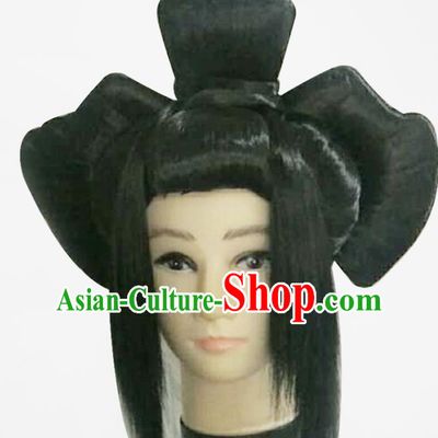 China Ancient Court Woman Wigs Tang Dynasty Imperial Consort Chignon Hairpieces Traditional Wu Meiniang Hair Accessories