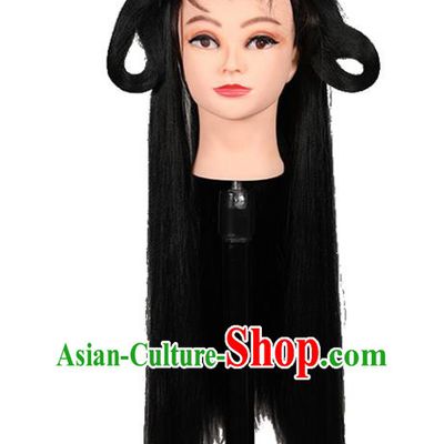 China Ming Dynasty Young Lady Chignon Hairpieces Traditional Hanfu Hair Accessories Ancient Palace Princess Wigs