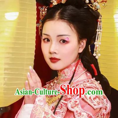 China Ancient Palace Princess Wigs Ming Dynasty Court Lady Chignon Hairpieces Traditional Hanfu Hair Accessories