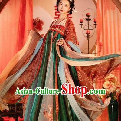 China Ancient Court Beauty Hanfu Dress Garments Tang Dynasty Royal Princess Historical Clothing