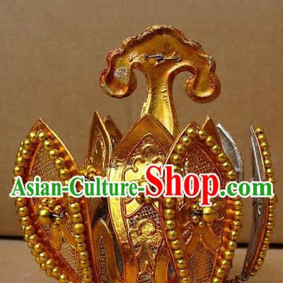 Chinese Peking Opera Actress Headpiece Beijing Opera Hair Accessories Traditional Opera Taoist Nun Golden Lotus Hair Crown