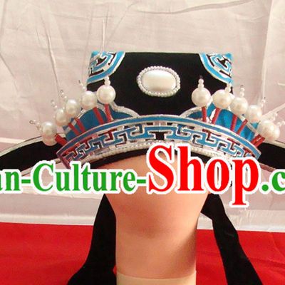 China Traditional Peking Opera Xiaosheng Headdress Beijing Opera Scholar Pearls Hat Opera Performance Official Headwear