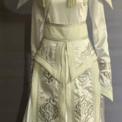 Chinese Mongolian Ethnic Wedding Garment Costume Mongol Nationality Bride Clothing Minority Folk Dance White Dress Uniforms and Hat