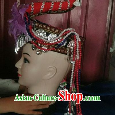 Handmade China Guangdong Ethnic Female Hat She Minority Performance Headwear Folk Dance Headdress
