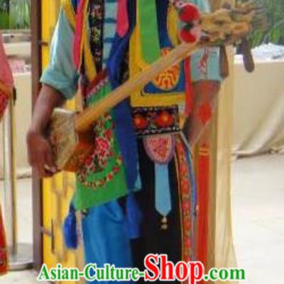 China Bai Ethnic Bridegroom Garment Costumes Traditional Bai Nationality Male Blue Outfits Clothing and Headdress