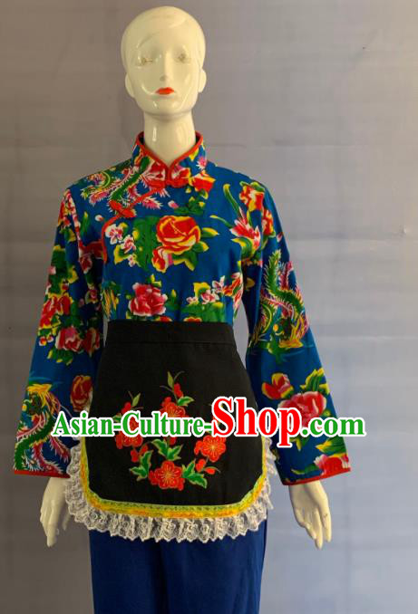 China Folk Dance Garment Costumes Traditional Yangko Dance Navy Outfits Clothing China Folk Dance Garment Costumes Traditional Yangko Dance Navy Outfits Clothing