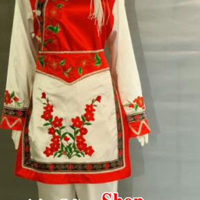 Chinese Bai Nationality Dance Clothing Minority Country Woman Uniforms Yunnan Ethnic Garment Costumes and Headpiece