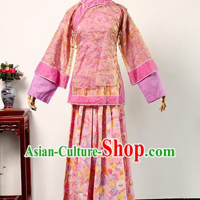 China Ancient Rich Woman Pink Blouse and Skirt Qing Dynasty Garments Traditional Drama Da Zhai Men Young Mistress Clothing