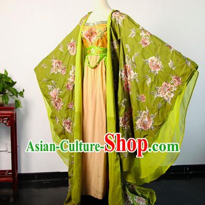 China Ancient Empress Green Hanfu Dress Tang Dynasty Imperial Consort Garments Traditional Drama Queen Wu Zetian Clothing