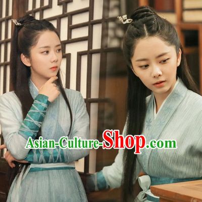 China Ancient Female Swordsman Blue Hanfu Dress Cosplay Woman Constable Garments Traditional Drama Under the Power Yuan Jinxia Clothing