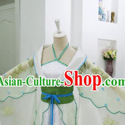 China Ancient Princess Green Hanfu Dress Cosplay Young Beauty Garments Traditional Drama Seven Fairy Qing Er Clothing