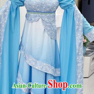 China Ancient Princess Blue Hanfu Dress Cosplay Fairy Garments Traditional Drama Legend of Sword Long Kui Clothing