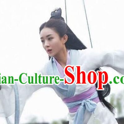 China Ancient Female Knight Hanfu Dress Cosplay Swordswoman Garments Traditional Drama Jian Xia Qing Yuan Zhao Liying Clothing