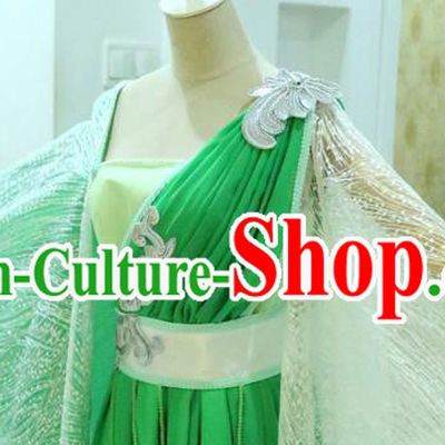 China Ancient Princess Green Hanfu Dress Cosplay Heavenly Palace Beauty Garments Traditional Drama Seven Fairy Jiang Xin Clothing