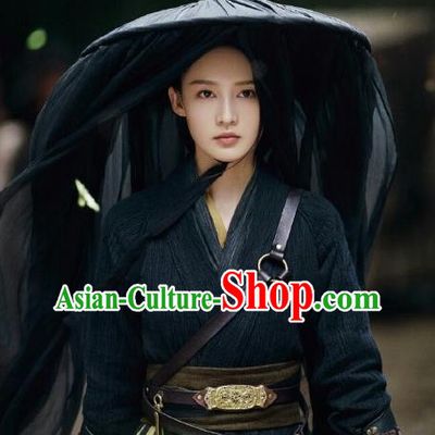 China Ancient Female Knight Black Hanfu Dress Cosplay Southern and Northern Dynasties Swordswoman Garments Traditional Drama The Song of Glory Shen Lige Clothing