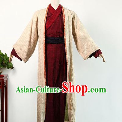 Chinese Qin Dynasty Civilian Male Apparels Ancient Swordsman Clothing Drama Cosplay Knight Garment Costume
