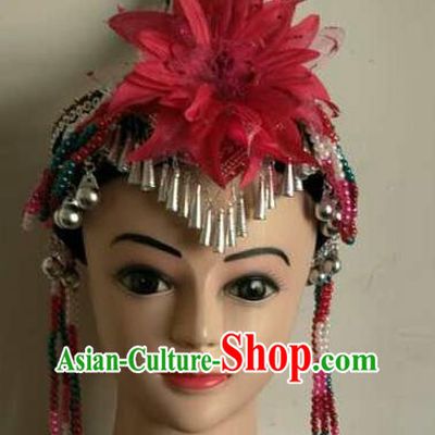 Chinese She Minority Woman Dance Hair Accessories Guangdong Ethnic Nationality Performance Headdress
