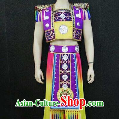 China Traditional Zhuang Nationality Wedding Outfits Clothing Guangxi Ethnic Bridegroom Garment Costumes and Hat