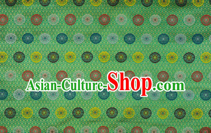 Japanese Traditional Cloth Fabric Kimono Green Brocade Nishijin Tapestry Satin Classical Pattern Damask Japanese Traditional Cloth Fabric Kimono Green Brocade Nishijin Tapestry Satin Classical Pattern Damask