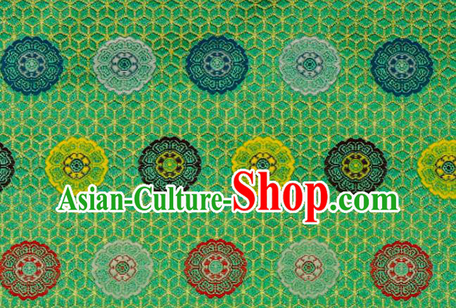 Japanese Traditional Cloth Fabric Kimono Green Brocade Nishijin Tapestry Satin Classical Pattern Damask Japanese Traditional Cloth Fabric Kimono Green Brocade Nishijin Tapestry Satin Classical Pattern Damask