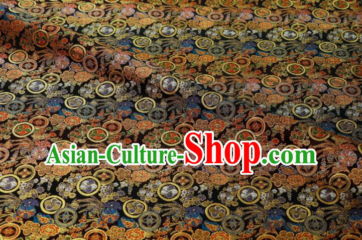 Japanese Nishijin Tapestry Classical Flowers Pattern Damask Traditional Kimono Satin Cloth Black Brocade Fabric Japanese Nishijin Tapestry Classical Flowers Pattern Damask Traditional Kimono Satin Cloth Black Brocade Fabric