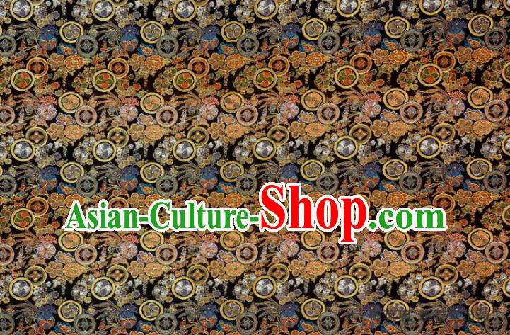Japanese Nishijin Tapestry Classical Flowers Pattern Damask Traditional Kimono Satin Cloth Black Brocade Fabric Japanese Nishijin Tapestry Classical Flowers Pattern Damask Traditional Kimono Satin Cloth Black Brocade Fabric