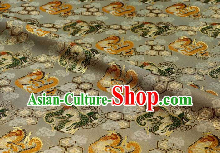 Japanese Classical Damask Traditional Dragon Pattern Grey Brocade Fabric Kimono Satin Cloth Nishijin Tapestry Japanese Classical Damask Traditional Dragon Pattern Grey Brocade Fabric Kimono Satin Cloth Nishijin Tapestry