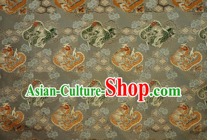 Japanese Classical Damask Traditional Dragon Pattern Grey Brocade Fabric Kimono Satin Cloth Nishijin Tapestry Japanese Classical Damask Traditional Dragon Pattern Grey Brocade Fabric Kimono Satin Cloth Nishijin Tapestry