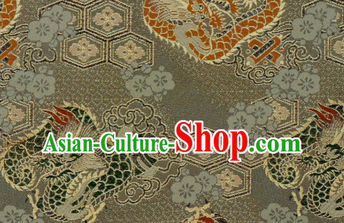 Japanese Classical Damask Traditional Dragon Pattern Grey Brocade Fabric Kimono Satin Cloth Nishijin Tapestry Japanese Classical Damask Traditional Dragon Pattern Grey Brocade Fabric Kimono Satin Cloth Nishijin Tapestry