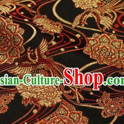 Japanese Traditional Red Phoenix Pattern Brocade Kimono Satin Cloth Nishijin Tapestry Fabric Classical Damask Drapery