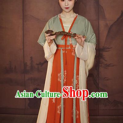 China Traditional Tang Dynasty Palace Lady Historical Clothing Ancient Court Beauty Hanfu Dress Garments for Women