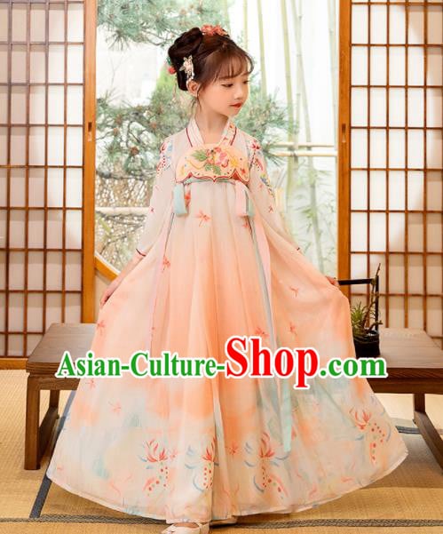 Chinese Girl Princess Garments Children Classical Dance Performance Clothing Traditional Hanfu Dress Chinese Girl Princess Garments Children Classical Dance Performance Clothing Traditional Hanfu Dress