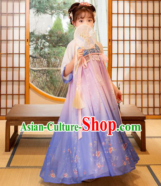Chinese Traditional Blue Hanfu Dress Girl Princess Garments Children Classical Dance Performance Clothing Chinese Traditional Blue Hanfu Dress Girl Princess Garments Children Classical Dance Performance Clothing