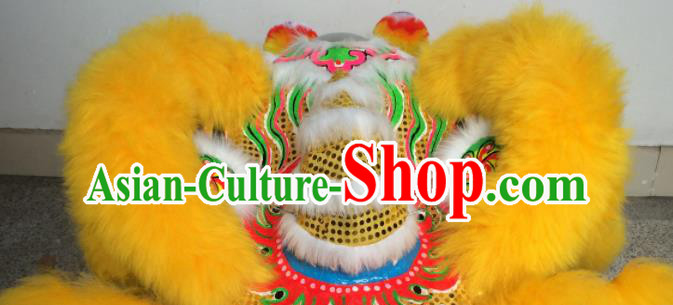 China Southern Lion Dance Performance Costumes Lion Dancing Competition Uniforms Handmade Yellow Fur Lion Head China Southern Lion Dance Performance Costumes Lion Dancing Competition Uniforms Handmade Yellow Fur Lion Head