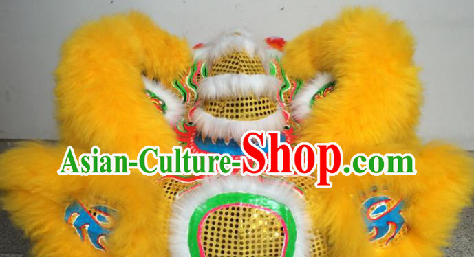 China Southern Lion Dance Performance Costumes Lion Dancing Competition Uniforms Handmade Yellow Fur Lion Head China Southern Lion Dance Performance Costumes Lion Dancing Competition Uniforms Handmade Yellow Fur Lion Head