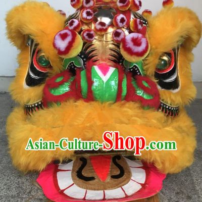 China Southern Lion Dance Competition Uniforms Spring Festival Lion Dancing Performance Costumes Handmade Yellow Fur Lion Head