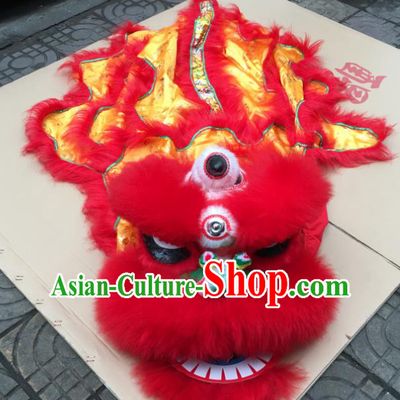 China Handmade Children Red Fur Lion Head South Lion Dance Performance Uniforms Spring Festival Lion Dancing Costumes for Kids