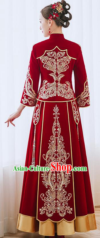 China Classical Xiuhe Suits Embroidered Bride Red Dress Toast Clothing Traditional Wedding Garment Costumes China Classical Xiuhe Suits Embroidered Bride Red Dress Toast Clothing Traditional Wedding Garment Costumes