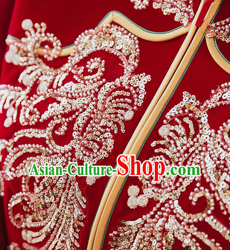 China Classical Xiuhe Suits Embroidered Bride Red Dress Toast Clothing Traditional Wedding Garment Costumes China Classical Xiuhe Suits Embroidered Bride Red Dress Toast Clothing Traditional Wedding Garment Costumes
