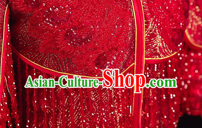 China Traditional Toast Clothing Classical Wedding Garment Costumes Red Xiuhe Suits Bride Embroidered Dress China Traditional Toast Clothing Classical Wedding Garment Costumes Red Xiuhe Suits Bride Embroidered Dress