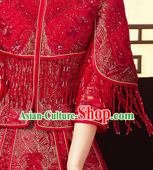 China Traditional Toast Clothing Classical Wedding Garment Costumes Red Xiuhe Suits Bride Embroidered Dress China Traditional Toast Clothing Classical Wedding Garment Costumes Red Xiuhe Suits Bride Embroidered Dress