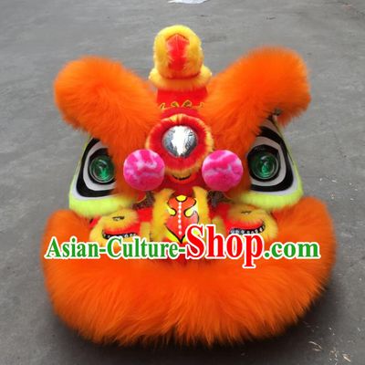 China Spring Festival Lion Dancing Performance Costumes Handmade Adults Orange Fur Lion Head South Lion Dance Uniforms