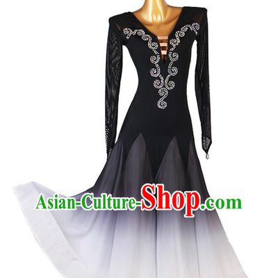 Professional Waltz Dance Black Dress Modern Dance International Dance Competition Costume for Women