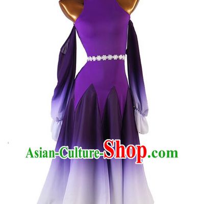 Professional Ballroom Dancing Fashion International Dance Costume Women Waltz Dance Competition Clothing Modern Dance Purple Dress