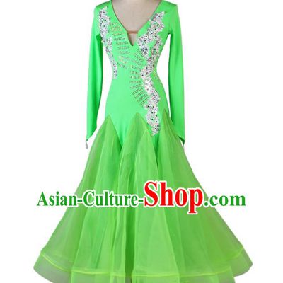 Professional Waltz Dance Costume Women International Dance Clothing Modern Dance Green Dress Ballroom Dancing Fashion