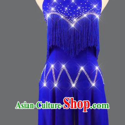 Professional Latin Dance Competition Clothing International Dancing Royalblue Dress Rumba Dance Costume Women Cha Cha Sexy Fashion