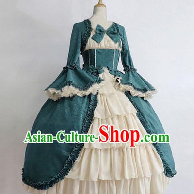 Western Palace Performance Formal Dress European Court Princess Green Dress Ancient Renaissance Noble Lady Garment Clothing